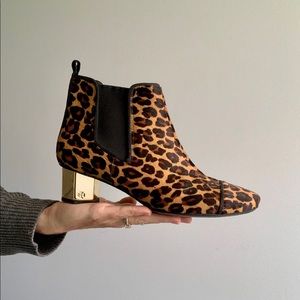 Tory Burch Leopard Booties with Gold Heel Size 9